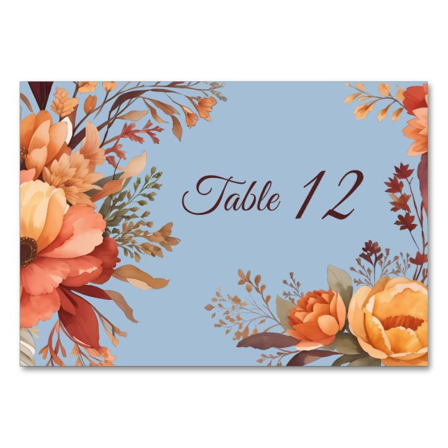 Numéro De Table Mariage Floral Rustique à l'Aquarelle d'Automne  (Devant)