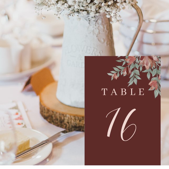 Numéro De Table Mariage floral rustique en terre cuite (Créateur téléchargé)