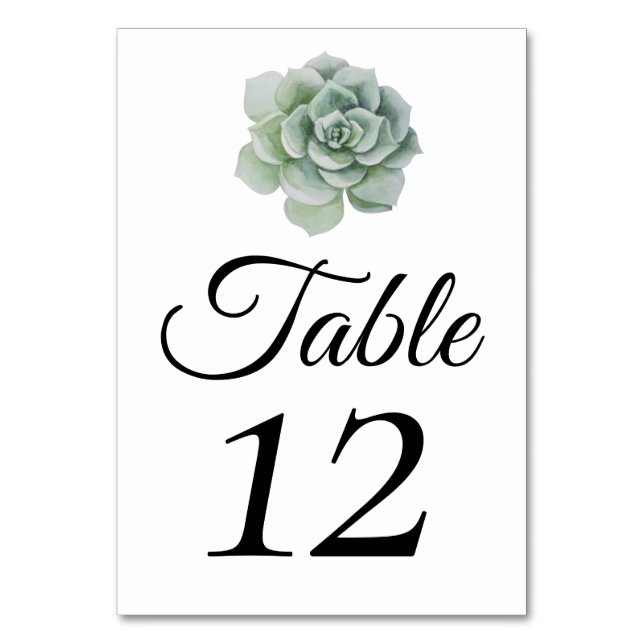 Numéro De Table Mariage Floral Rustique Vert Sauge Succulent (Par défaut)