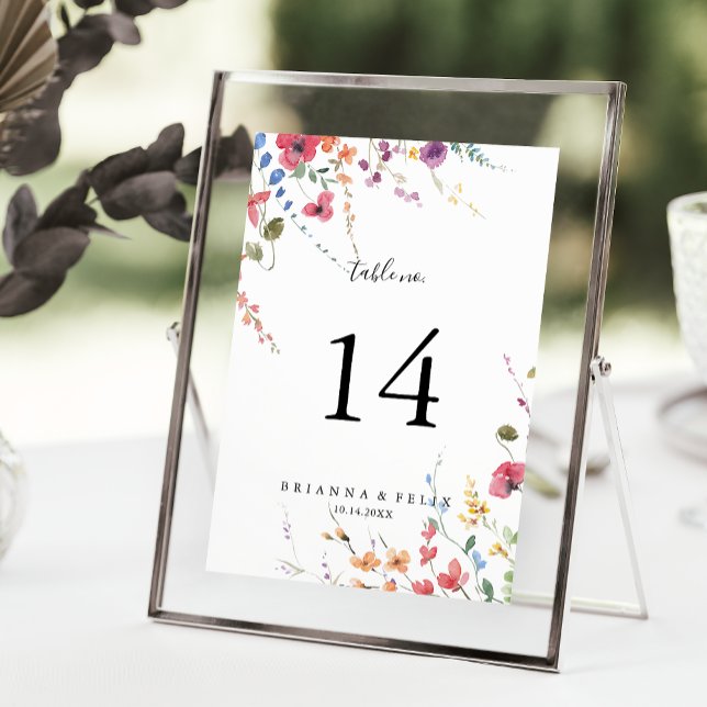 Numéro De Table Mariage floral sauvage classique (Créateur téléchargé)