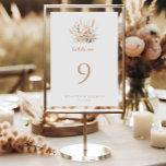 Numéro De Table Mariage floral sauvage du pré-automne<br><div class="desc">Ce numéro de table de mariage floral sauvage de prairie d'automne est parfait pour un mariage rustique. Le design est composé de fleurs sauvages de prés roses, rousses, jaunes et d'herbe de pampas brune assemblées dans un bouquet floral transparent et délicieux, évoquant la beauté naturelle. Il s'agit d'un numéro de...</div>