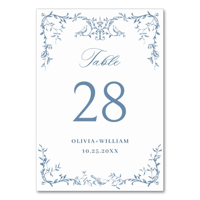 Numéro De Table Mariage Floral Victorian Ornate Dusty (Par défaut)