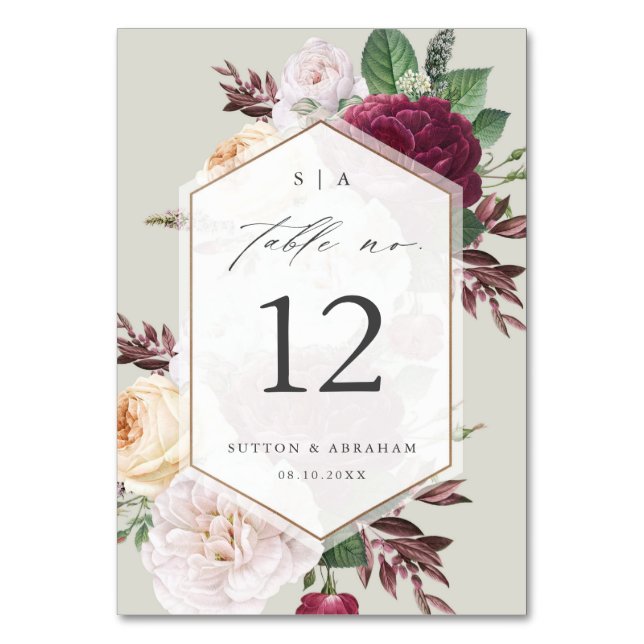 Numéro De Table Mariage Floral Vintage (Par défaut)