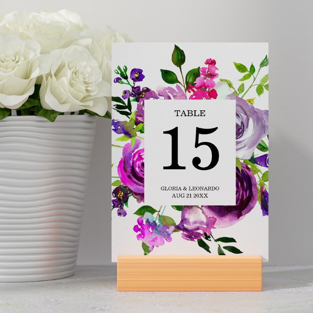 Numéro De Table Mariage floral violet romantique Numéro de tableau (Créateur téléchargé)