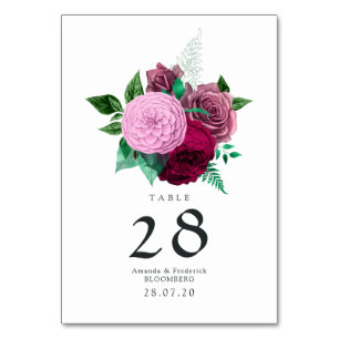 Numéro De Table Mariage floral Viva Magenta