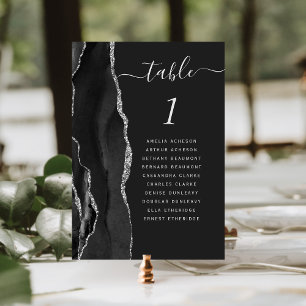 Numéro De Table Mariage foncé de l'âge d'argent noir