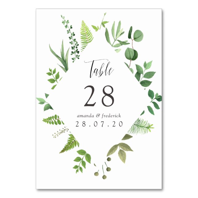 Numéro De Table Mariage forêt boisée aquarelle (Par défaut)