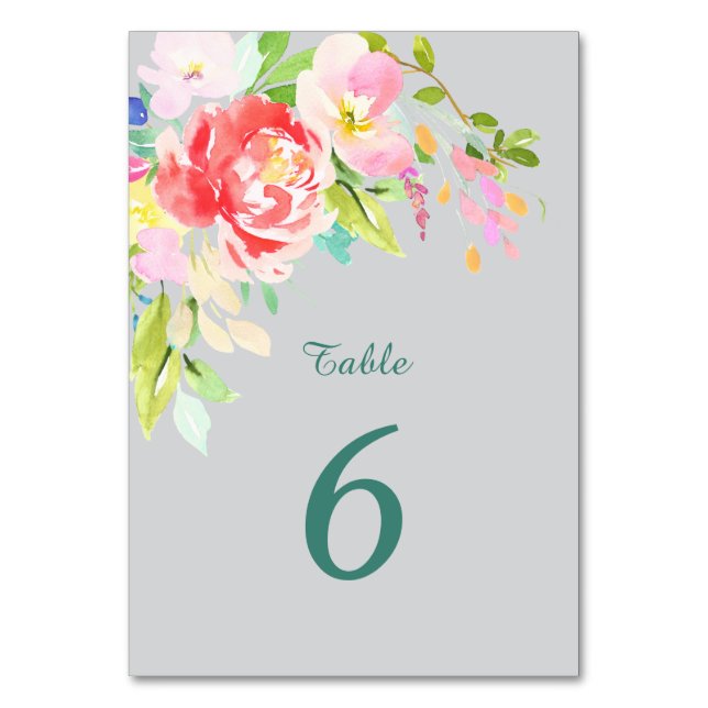 Numéro De Table Mariage frontalier du bouquet de printemps (Par défaut)