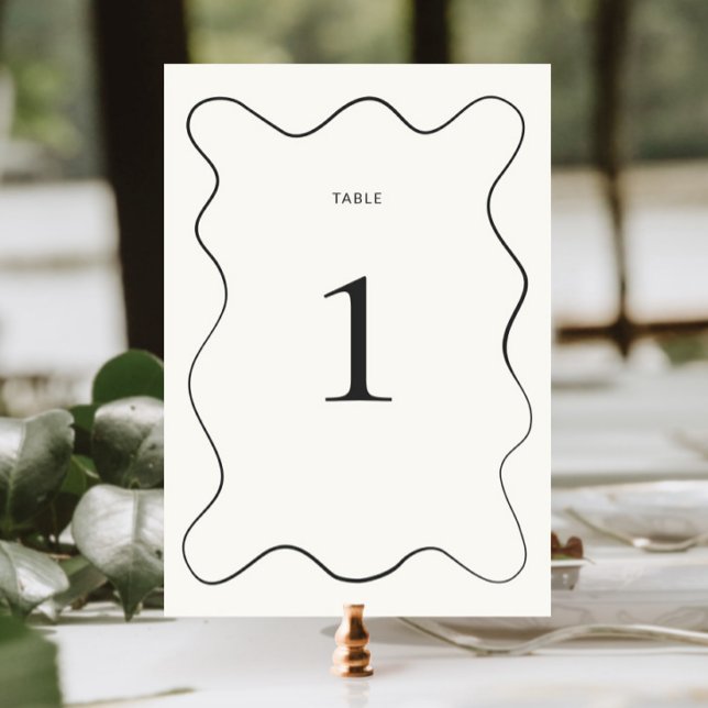 Numéro De Table Mariage frontalier Wavy au charbon (Créateur téléchargé)