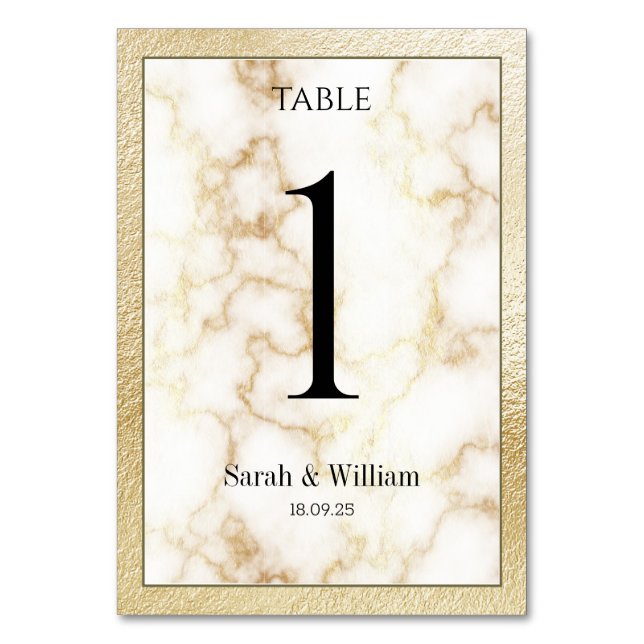 Numéro De Table Mariage frontière Marbre blanc Gold (Par défaut)