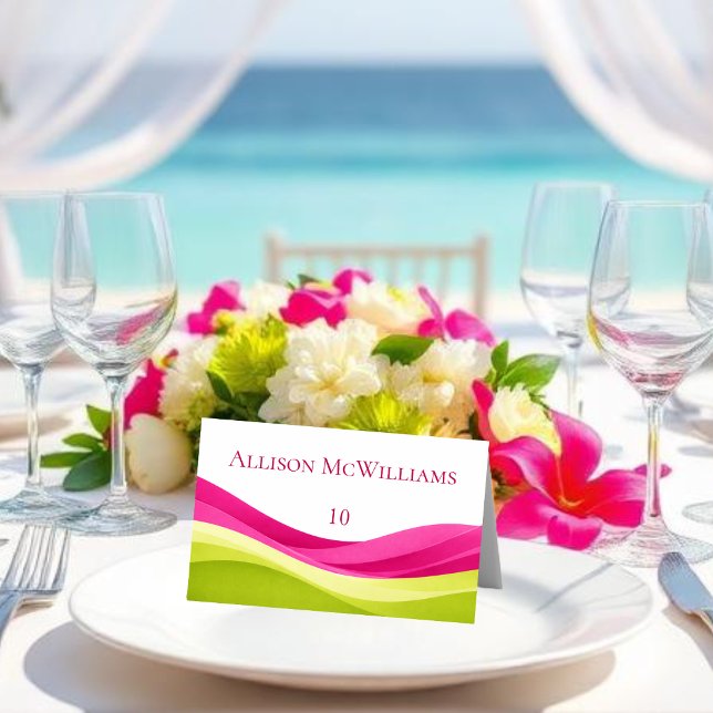 Numéro De Table Mariage Fuchsia et Vert Citron (Fuchsia and Lime Green Wedding Table Number)