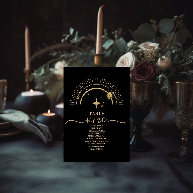 Numéro De Table Mariage Galaxie Céleste Or Noir Mystique (Créateur téléchargé)