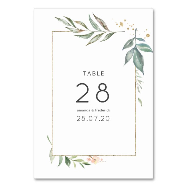Numéro De Table Mariage géométrique à l'aquarelle Serenity (Par défaut)