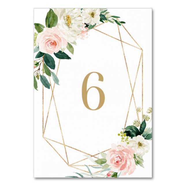 Numéro De Table Mariage Géométrique Aquarelle Fleurs de Printemps  (Par défaut)