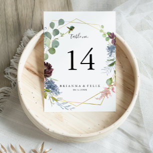 Numéro De Table Mariage géométrique Bourgogne Gold