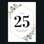 Numéro De Table Mariage géométrique de l'eucalyptus aquarelle<br><div class="desc">aquarelle feuillage eucalyptus et cadre géométrique.</div>