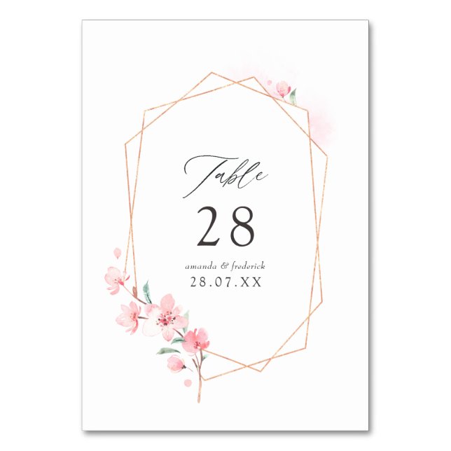 Numéro De Table Mariage géométrique de printemps à fleurs de ceris (Par défaut)
