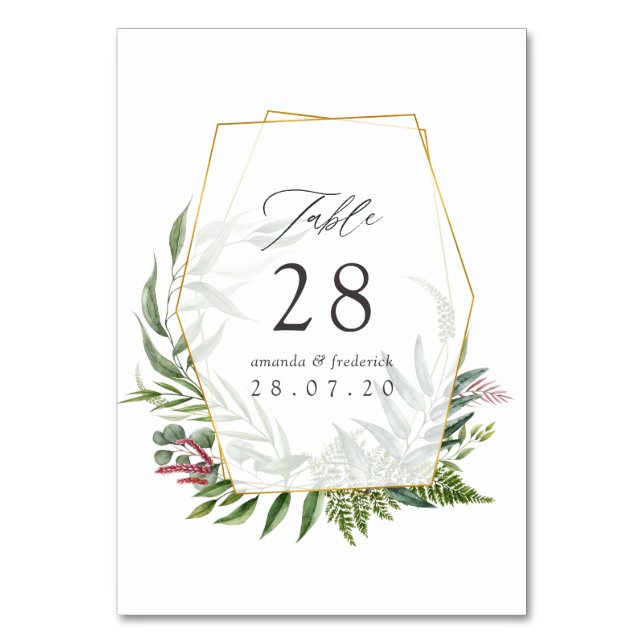 Numéro De Table Mariage géométrique d'herbier aquarelle (Par défaut)