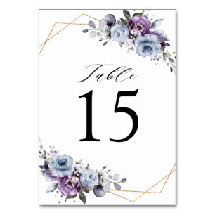 Numéro De Table Mariage géométrique en fleurs violettes poussiéreu