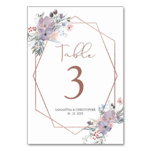 Numéro De Table Mariage géométrique Fleur sauvage d'aquarelle
