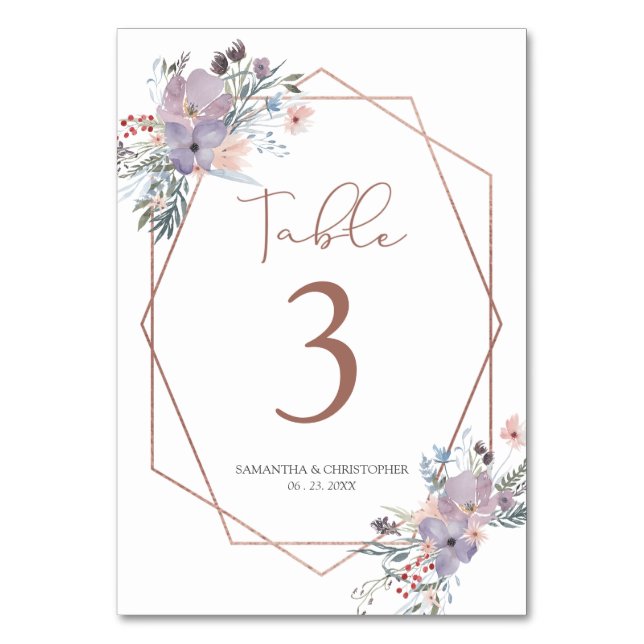 Numéro De Table Mariage géométrique Fleur sauvage d'aquarelle (Par défaut)