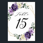 Numéro De Table Mariage géométrique Floral Plum violet or ivoire<br><div class="desc">Élégant et moderne fleuri numéro de table mariage de milieu d'été dispose d'un bouquet de pivoines roses aquarelles dans les tons de prune violette, rose poussiéreux, rose poussiéreux, ivoire, sauge avec feuilles botaniques verts luxuriants et eucalyptus avec arrière - plan géométrique or. S'il vous plaît trouver d'autres modèles et variantes...</div>