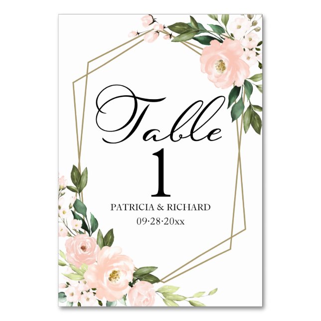 Numéro De Table Mariage Géométrique Floral Rouge Clair  (Par défaut)