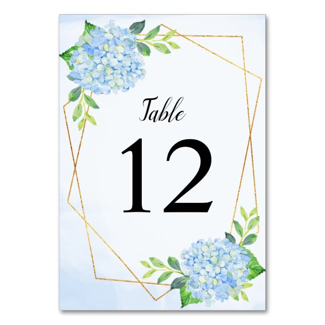 Numéro De Table Mariage géométrique moderne Blue Hydrangea (Par défaut)