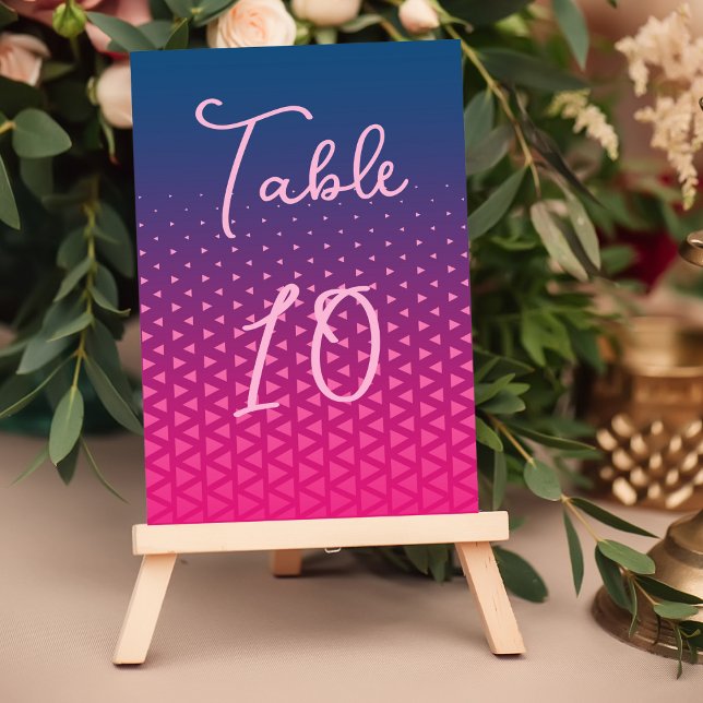 Numéro De Table Mariage géométrique moderne couleur rose et bleu (Créateur téléchargé)