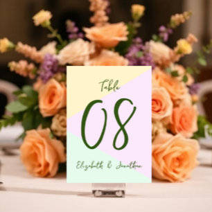 Numéro De Table Mariage géométrique Pastel Muet