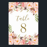 Numéro De Table Mariage Gold Blush Pink Peony Numéro de tableau Ca<br><div class="desc">Gold Blush Peony Mariage Table Number Cartes - dispose d'une belle mise en page texte d'or foncé imprimé décoré de pivoines,  roses et verdure.</div>