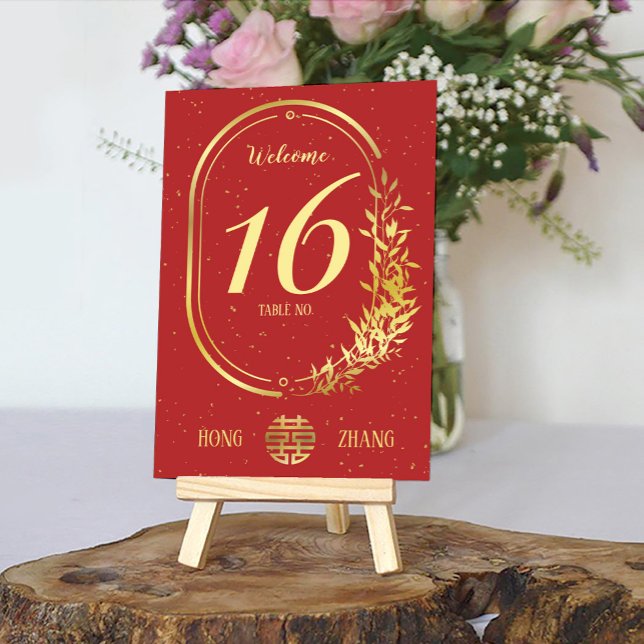 Numéro De Table Mariage Gold Double Happy (Créateur téléchargé)