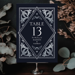 Numéro De Table Mariage gothique Art nouveau céleste argenté Tarot