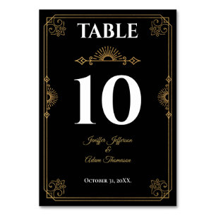 Numéro De Table Mariage gothique élégant noir et or