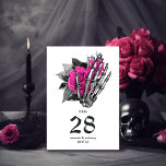 Numéro De Table Mariage gothique floral rose chaud<br><div class="desc">Whimsical vintage crâne gothique mariage numéro de table dans les accents de rose chaud personnalisable à votre événement spécifique.</div>