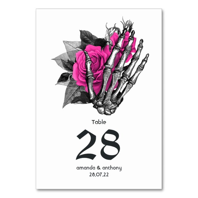Numéro De Table Mariage gothique floral rose vif (Par défaut)