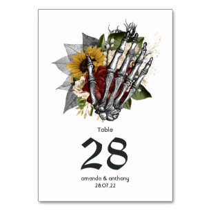 Numéro De Table Mariage gothique floral rustique d'automne