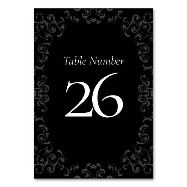 Numéro De Table Mariage gothique gris et noir (Dos)