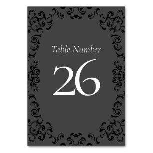 Numéro De Table Mariage gothique gris et noir