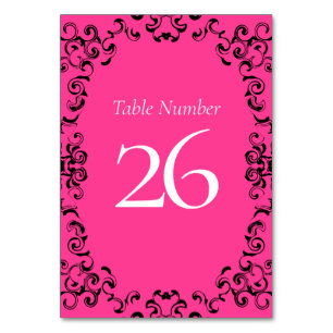 Numéro De Table Mariage gothique noir rose