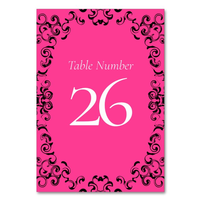 Numéro De Table Mariage gothique noir rose (Dos)