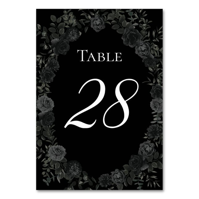 Numéro De Table Mariage gothique Rose blanc et noir Numéros de tab (Par défaut)