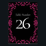 Numéro De Table Mariage gothique rose chaud et noir<br><div class="desc">Notre magnifique design tourbillon donne un élément moderne à cette collection de mariages gothiques roses et noirs chauds. Parfait pour un mariage à thème sombre ou une affaire Rockabilly.</div>