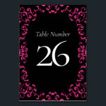 Numéro De Table Mariage gothique rose chaud et noir<br><div class="desc">Notre magnifique design tourbillon donne un élément moderne à cette collection de mariages gothiques roses et noirs chauds. Parfait pour un mariage à thème sombre ou une affaire Rockabilly.</div>