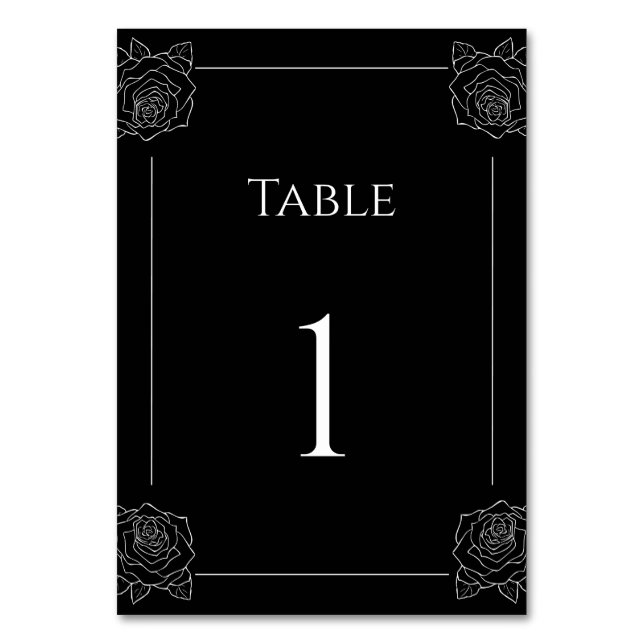 Numéro De Table Mariage gothique Rose Noire Et Blanc (Par défaut)