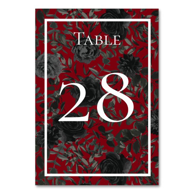 Numéro De Table Mariage gothique Rose rouge et noir Numéros de tab (Par défaut)