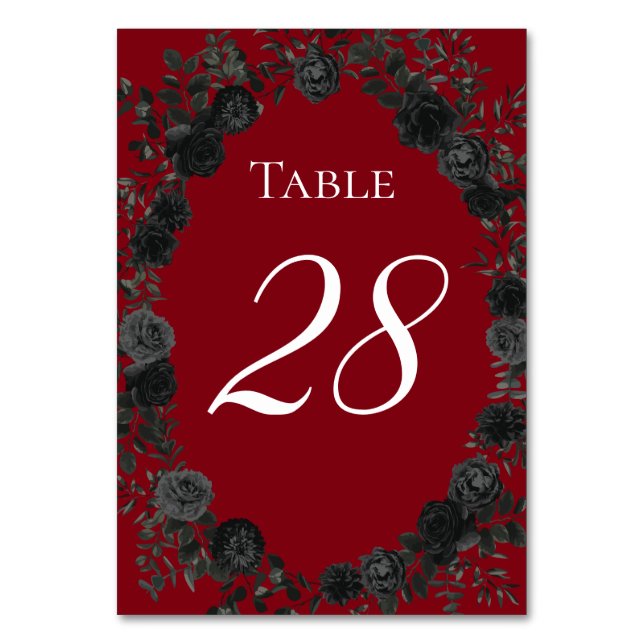 Numéro De Table Mariage gothique Rose rouge et noir Numéros de tab (Par défaut)