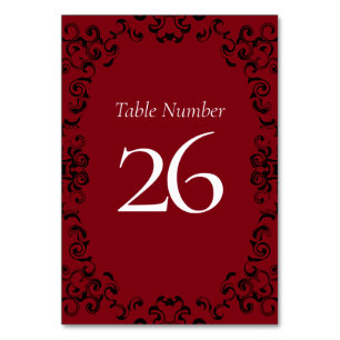 Numéro De Table Mariage gothique rouge et noir