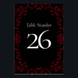 Numéro De Table Mariage gothique rouge et noir<br><div class="desc">Notre magnifique design Mariage gothique rouge et noir est sombre,  mais agréable avec notre design de défilement artistique. Ils sont conçus dans une collection de plusieurs objets afin que votre mariage entier puisse être coordonné avec le même style !</div>