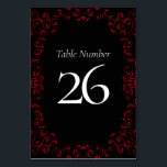 Numéro De Table Mariage gothique rouge et noir<br><div class="desc">Notre magnifique design Mariage gothique rouge et noir est sombre,  mais agréable avec notre design de défilement artistique. Ils sont conçus dans une collection de plusieurs objets afin que votre mariage entier puisse être coordonné avec le même style !</div>